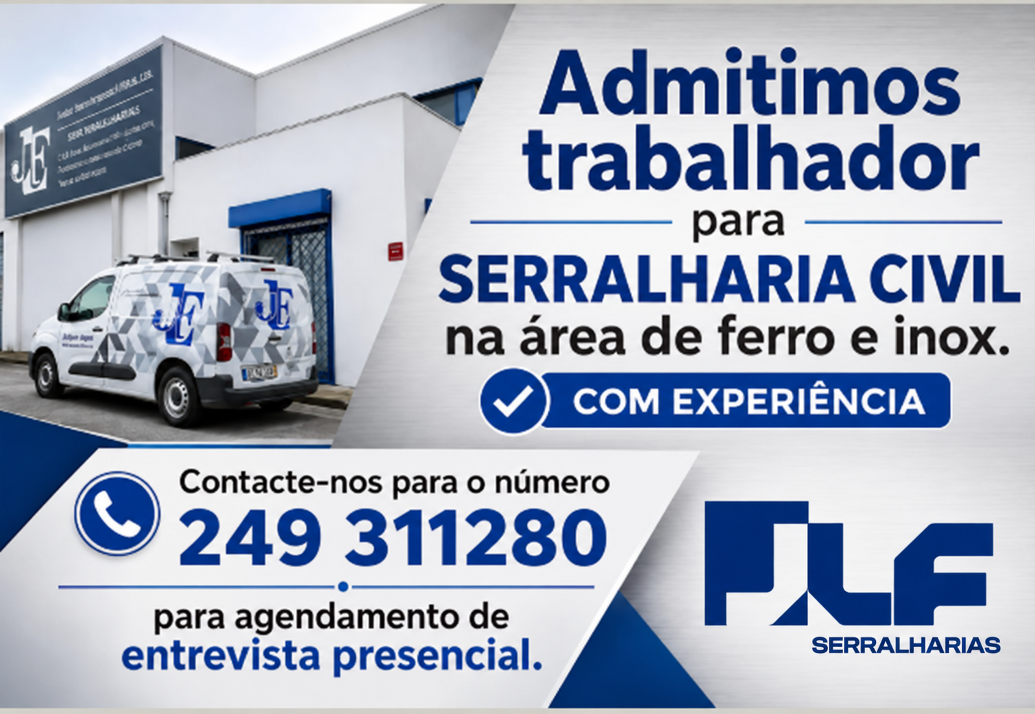 Banner de recrutamento com novo logótipo JLF